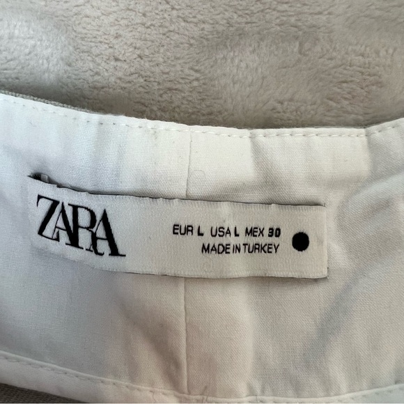 Zara Tan Khaki Cropped Pants Womens Size Large High Waisted Casual Workwear - Picture 10 of 12